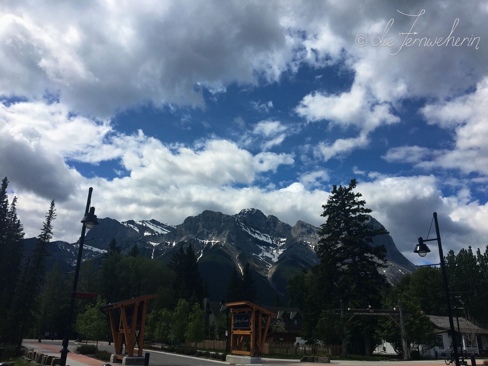 The views of the mountains from downtown Canmore, Alberta.