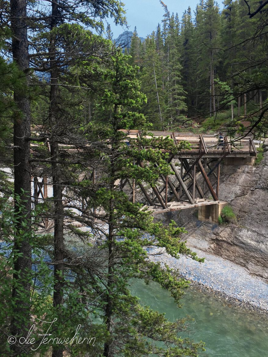 The Stewart Canyon bridge near Lake Minnewanka in Banff National Park.