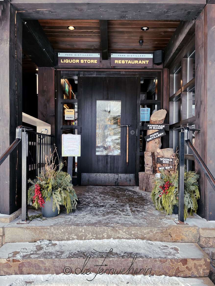 Exterior view of Park Distillery, Restaurant & Bar in the town of Banff.