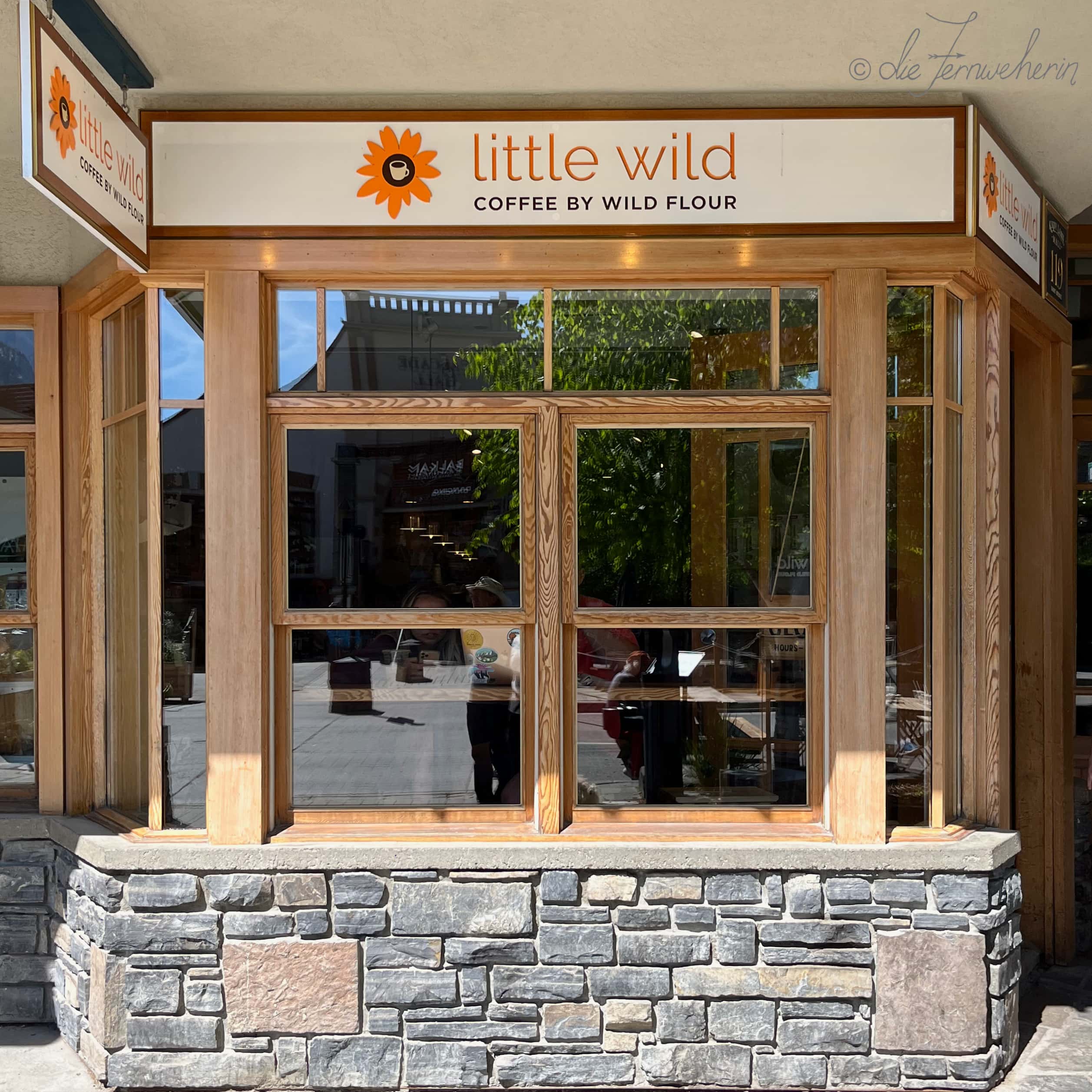 Exterior view of the Little Wild café in the town of Banff.